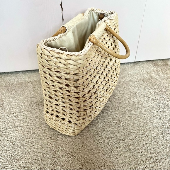 Woven Rattan Purse with Handles & Shoulder Strap - Picture 3 of 6